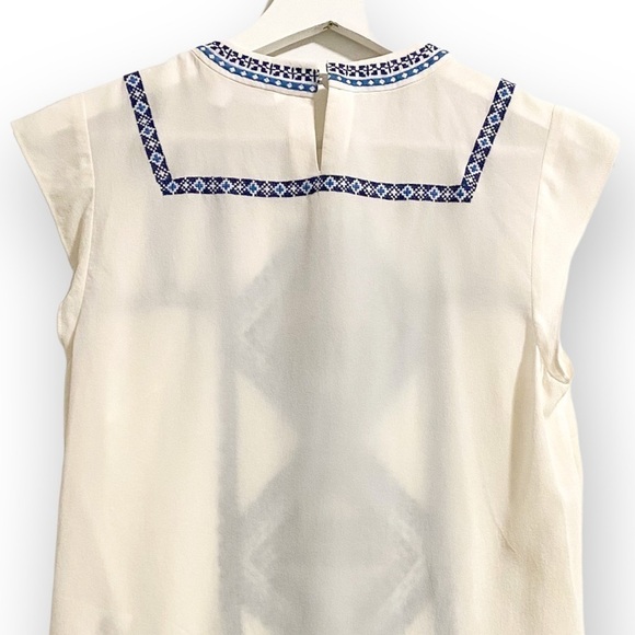 NWT Veronica Beard White Silk Embroidered Baja Flutter Top, Size 0 - Picture 6 of 14